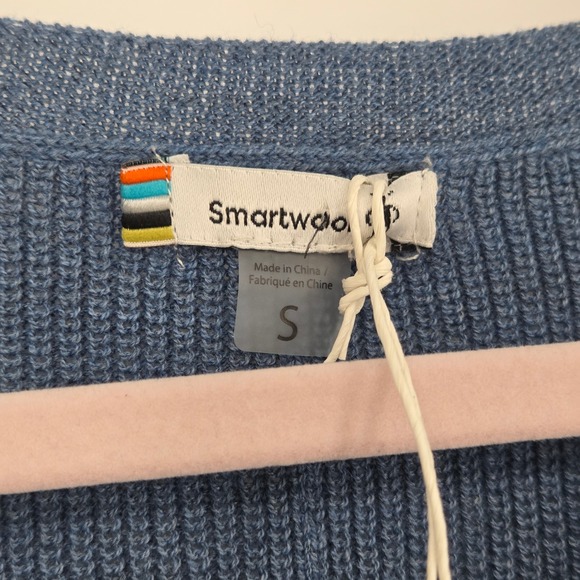 Smartwool NEW Women's Small Shadow‎ Pine Cable V Neck Sweater Blue Horizon Top - Picture 3 of 6